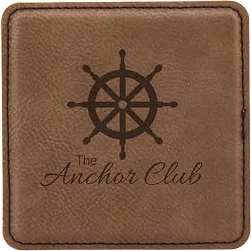 Brown Leatherette Coaster  with Custom Laser Engraving