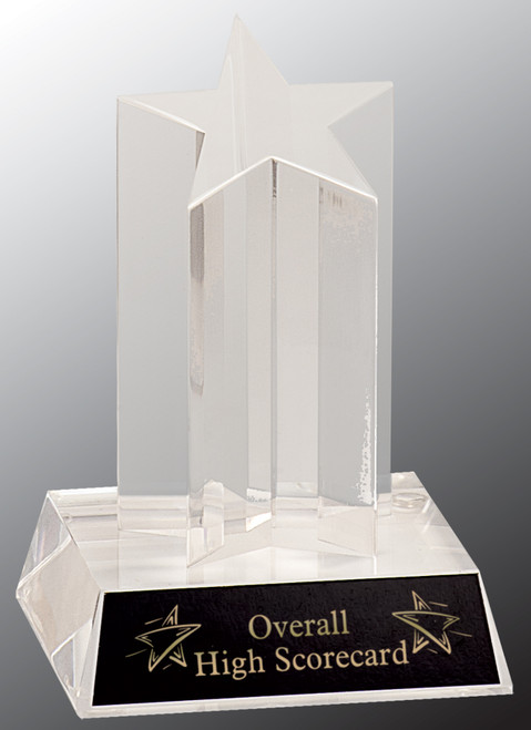 5" Custom Engraved Clear Single Star Acrylic Award with Clear Base