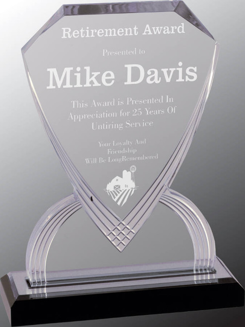 Custom Engraved Silver Carved Shield Acrylic Award (9")