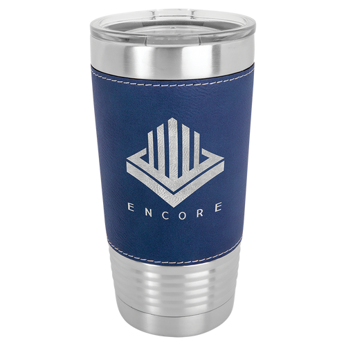 Leather, Navy Blue, Blue,  Travel cup, 20 oz, gifts, Stainless Steel, clear lid, laser engrave, faux leather, leatherette