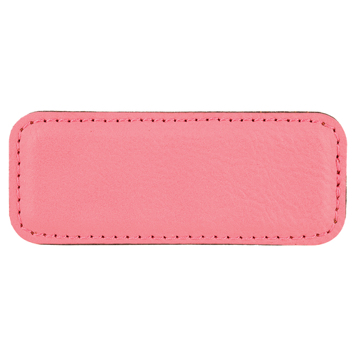 3 1/4" x 1 1/4" Pink Laserable Leatherette Badge Blank with Magnet