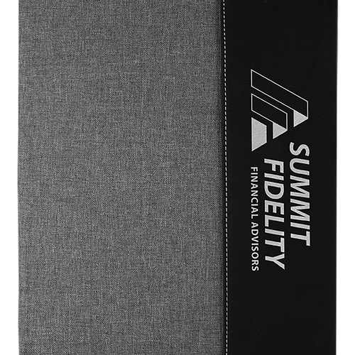 Laser Engraved Black Leather & Canvas Personalized Portfolio