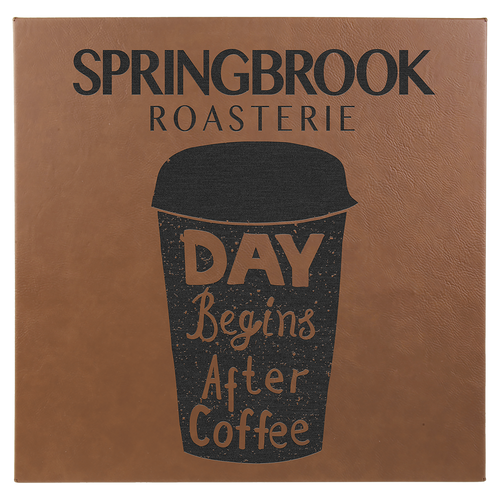 14" x 14" Dark Brown Laserable Leatherette Wall Decor with Sawtooth