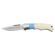 Bison River Blue Bone Folding Knife 3.5" - Free Engraving