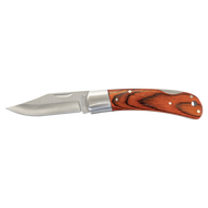 Bison River Wood Folding Knife with Leather Sheath, 4" | Free Engraving