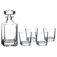 Square Decanter Set With Four Rocks Glasses, 750ml | Free Engraving