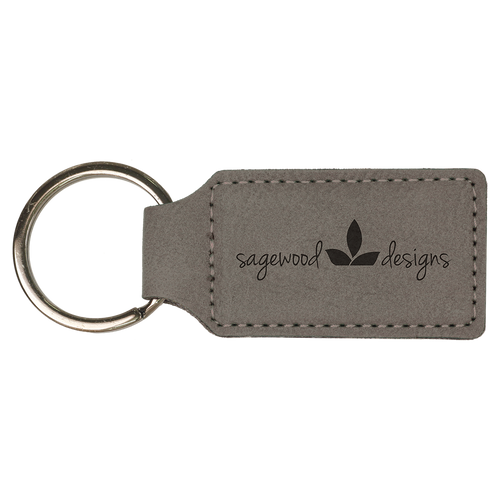 Custom Laser Engraved Gray Leatherette Keychain | MileHighLaserEngraving