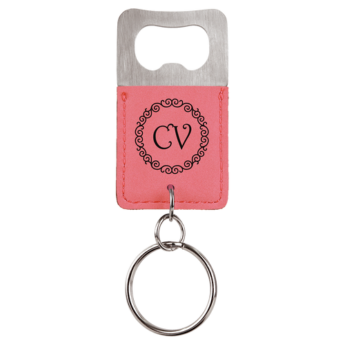 Custom Laser Engraved Pink Bottle Opener Keychain MileHighLaserEngraving