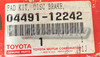New NOS Toyota Corolla Tercel Front Brake Pad Set 04491-12242