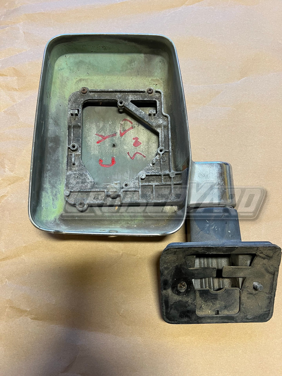 Toyota Land Cruiser FJ62 OEM Left Driver Side Manual Mirror, No Glass