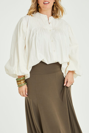 Pleated Beauty Puff Sleeve Blouse, boho bird