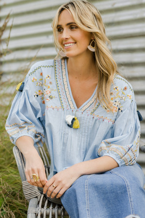 In Love With Life Cotton Blouse, boho bird