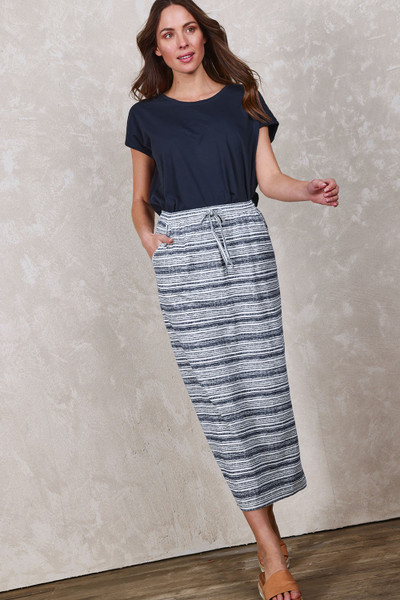 Treat Urself Marine stripe cotton skirt