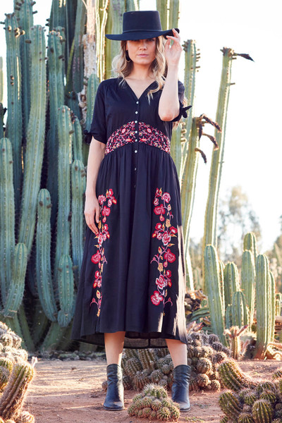 Wildflower Embroidered Dress BOHO-711 boho bird birdsnest