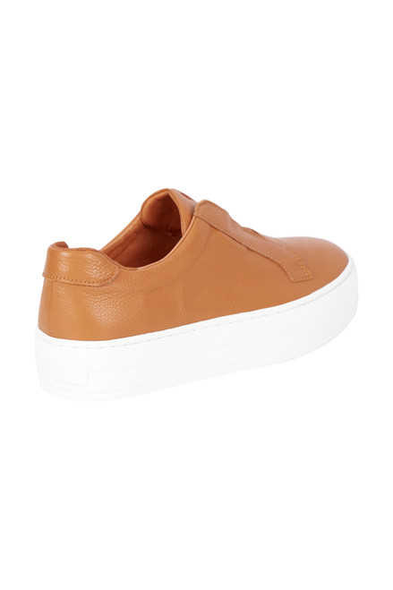 Womens tan leather store slip on sneakers