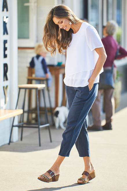 HONOUR LINEN PANTS - NAVY