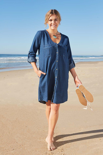 Buy Rinse Blue Denim Midi Shirt Dress from Next Slovakia