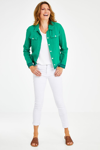 white linen cropped jacket