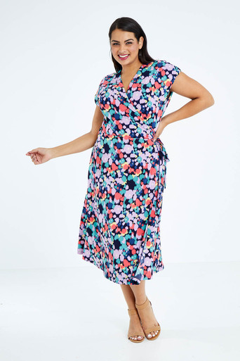 ladies floral wrap dress