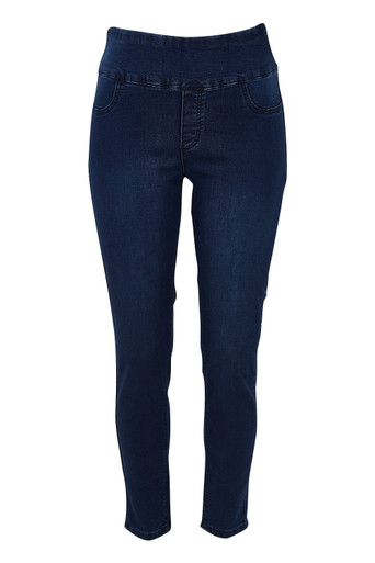 High Waisted Supersoft Knit Dark Wash Pull-on Skinny Jeans