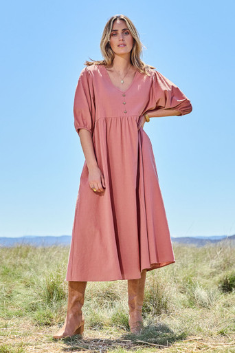 Summer Picnic Smock Dress--BOHO-1429 - Main Image