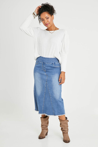 Linda Dark Wash A-Line Denim Skirt - FINAL SALE — Salt and Honey