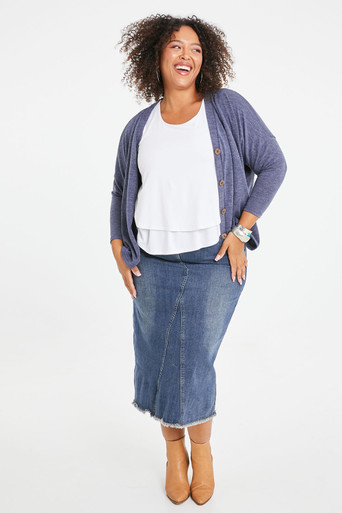 Unique Bargains Women's Plus Size Denim Elastic Waist Back Vent Jeans Skirts  - Walmart.com