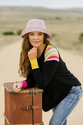 Zaket & Plover Varied Stripe V-Neck Sweater