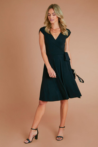 Preloved The Bamboo Faux Wrap Dress - Deepgreen