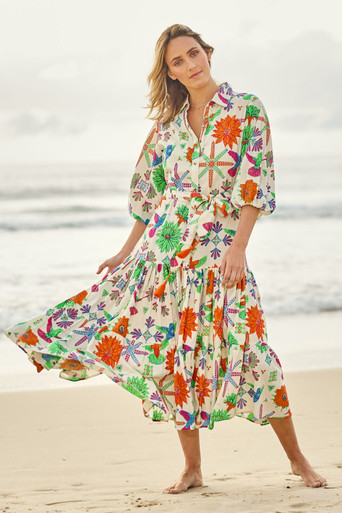 Happy Gatherings Short Sleeved Cotton Dress--BOHO-1868