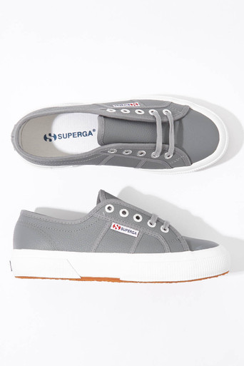 grey leather superga