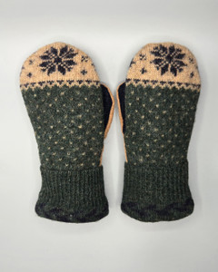 Wool Sweater Mittens - Medium - Flower Wool Sweater Mittens - Medium - Flower