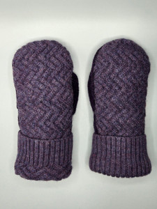 Wool Sweater Mittens - Medium - Plum