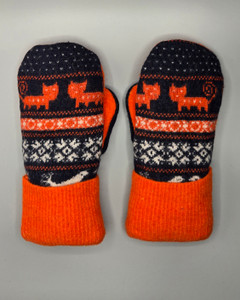 Wool Sweater Mittens - Medium - Orange Cat Wool Sweater Mittens - Medium - Orange Cat