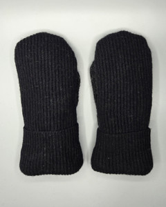 Wool Sweater Mittens - Medium - Black / Grey Vertical Wool Sweater Mittens - Medium - Black / Grey Vertical