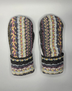 Wool Sweater Mittens - Medium - Multi-Colored Design