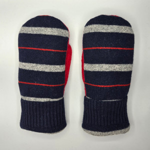 Wool Sweater Mittens - Large - Black, Red, and Gray Wool Sweater Mittens - Large - Black, Red, and Gray