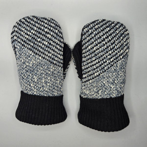 Wool Sweater Mittens - Large - Black and Gray Wool Sweater Mittens - Large - Black and Gray