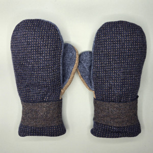 Wool Sweater Mittens - Large - Blues and Tan Wool Sweater Mittens - Large - Blues and Tan