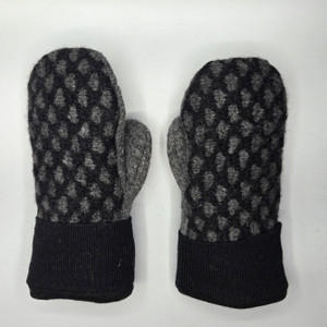 Wool Sweater Mittens - Small - Black and Gray Wool Sweater Mittens - Small - Black and Gray
