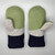 Wool Zipper Mittens - Medium - Gray and Green