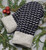 Recycled Wool Sweater Mittens, Felted & Fleece Lined, Navy with Heather Grey Design and Cuff, Extra Large Size, 1127