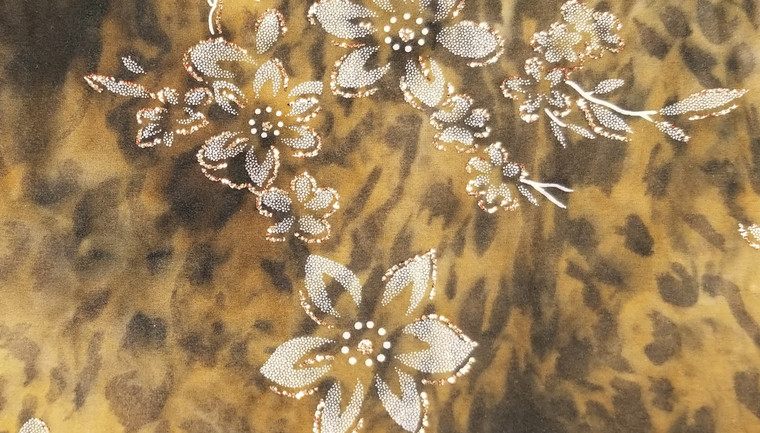 Copper Glitter Flowers on Cheetah - 44