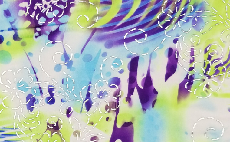 Silver 3D Flowers on Tie Dye - 442