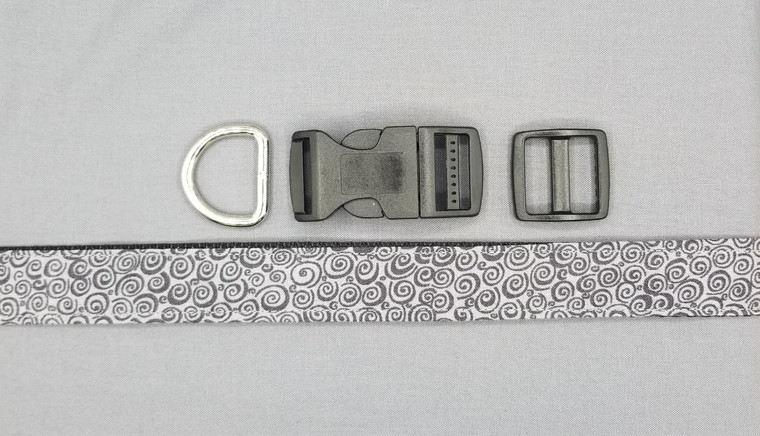Collar - Dark Grey Swirls on Light Grey