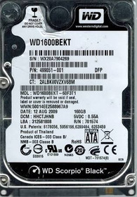 HP 160GB 7.2K 3G SFF SATA HARD DRIVE (60F3T1)