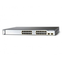 Cisco Catalyst 3750-24PS-E with 24 Ethernet 10/100 ports with IEEE 802.3af and Cisco prestandard PoE and two SFP uplinks (WS-C3750-24PS-E) - RECERTIFIED
