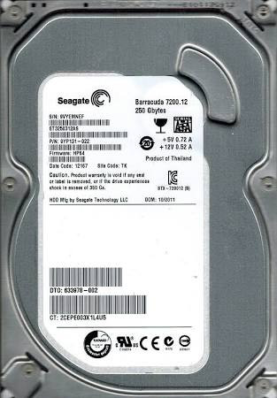 250GB 7200RPM 6G 3.5 SATA HDD (9YP131-022)