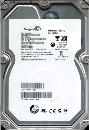 750 GB 3.5 SATA/600 7200 rpm 32MB (FW: HP64) HDD (9YP15G-022)