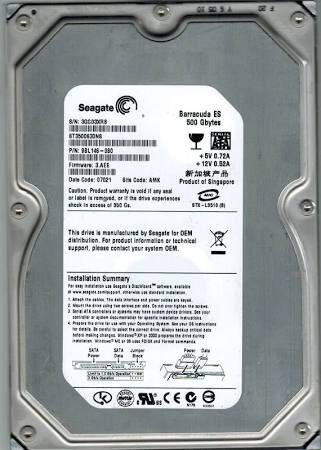 HP 500 GB SATA 1.5 / GB 7200 RPM HARD DRIVE (9BL146-080)